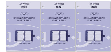 6307-26-27-28 210 x 144 mm A5 Agenda Planner Inserts Weekly EN NL 2026 2027 2028